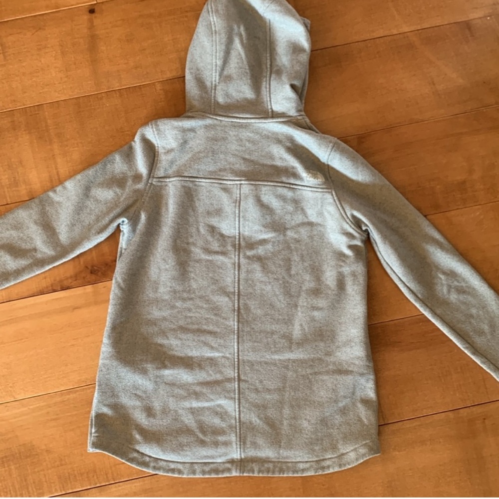 North Face Gray Button-Up Hoodie Light Grey Heather Collar Snaps Sweatshirt S/M - Picture 11 of 12